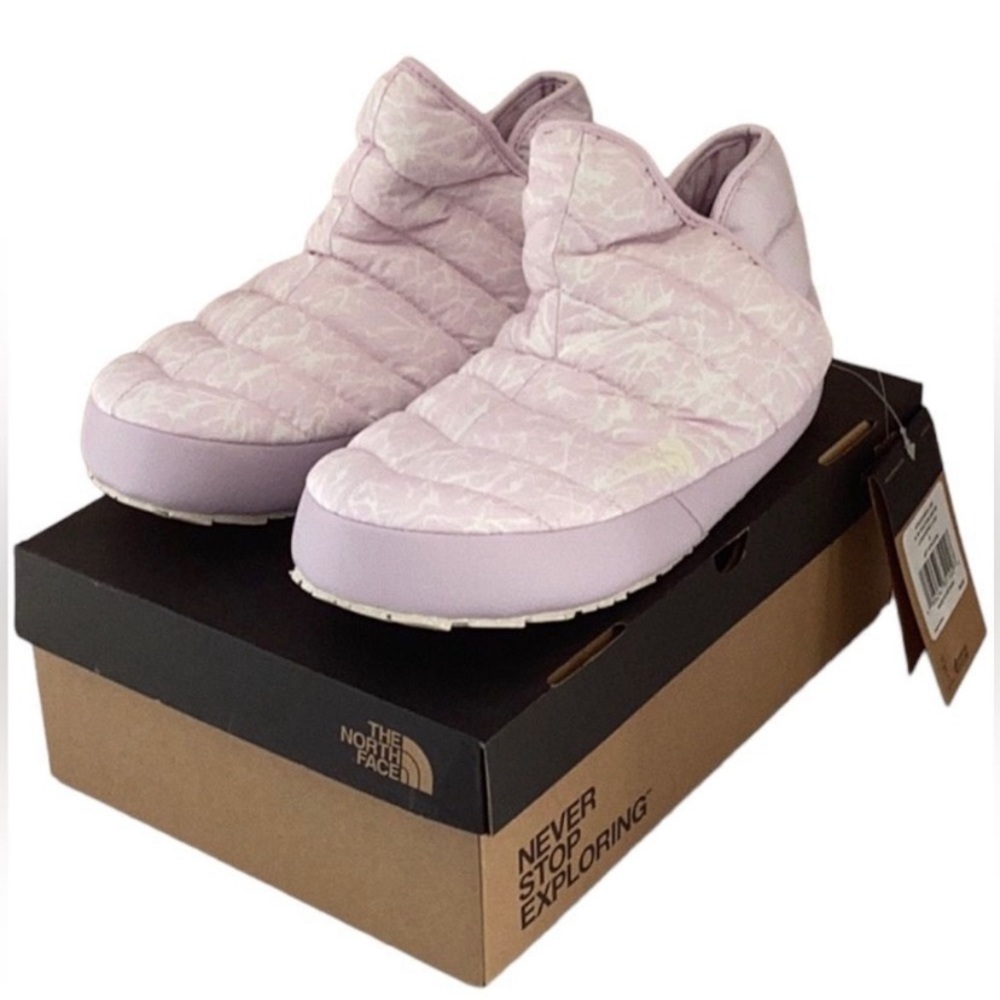 THE NORTH FACE NIB WOMENS THERMOBALL TRACTION BOOTIE SHOE LAVENDER FOG SIZE 8